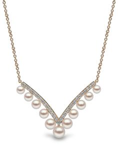 Yoko London колье Sleek из желтого золота с жемчугом и бриллиантами