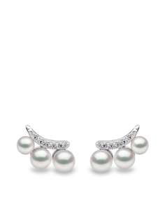 Yoko London серьги-гвоздики Sleek из белого золота с жемчугом и бриллиантами