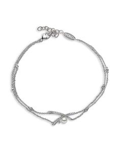 Yoko London браслет Sleek из белого золота с жемчугом и бриллиантами