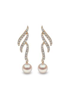 Yoko London серьги Sleek из желтого золота с жемчугом и бриллиантами
