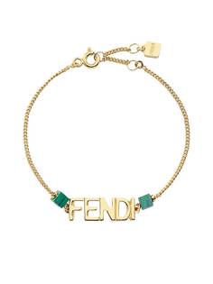 Fendi позолоченный браслет Signature с логотипом