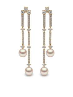 Yoko London серьги Sleek из желтого золота с жемчугом и бриллиантами
