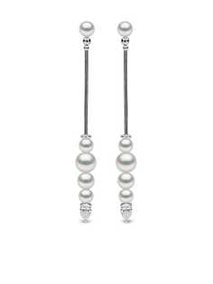 Yoko London серьги-подвески Sleek из белого золота с жемчугом и бриллиантами