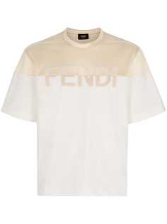 Fendi сетчатая футболка с вышитым логотипом