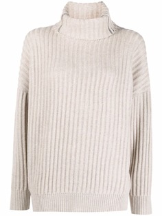 Brunello Cucinelli кашемировый джемпер с высоким воротником в рубчик