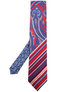 Etro галстук с узором пейсли и полосками