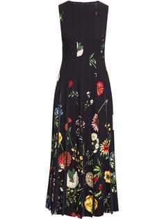 Oscar de la Renta расклешенное платье с цветочным принтом