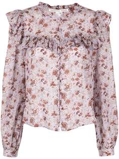 Veronica Beard блузка Zee с оборками и цветочным принтом