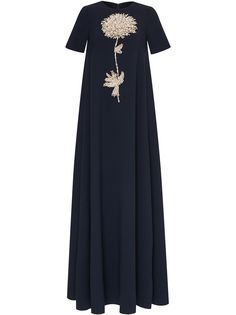 Oscar de la Renta расклешенное платье с цветочным декором