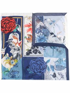 Salvatore Ferragamo атласный платок с узором Scrapbook