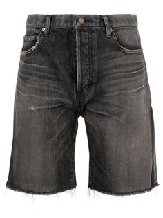 Saint Laurent джинсовые шорты с бахромой