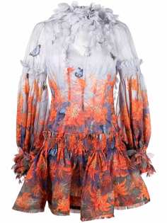 Zimmermann платье с объемными рукавами и цветочным принтом
