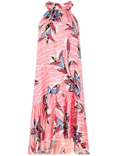 Stella Jean платье миди с вырезом халтер и цветочным принтом