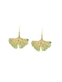 Aurelie Bidermann золотые серьги Ginkgo с изумрудами