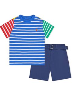 Ralph Lauren Kids комплект из шортов и футболки в полоску