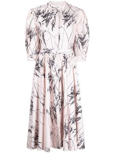 Alexander McQueen платье с пышными рукавами и принтом