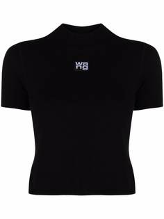 Alexander Wang укороченная футболка с нашивкой-логотипом