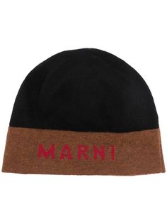Marni шапка бини вязки интарсия с логотипом