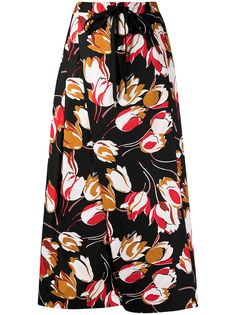 Marni укороченные широкие брюки с цветочным принтом