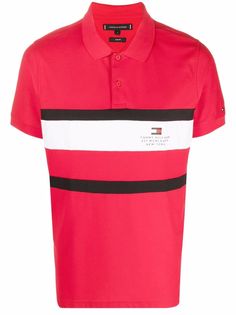 Tommy Hilfiger рубашка поло с контрастными полосками и логотипом
