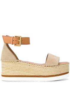See by Chloé босоножки на платформе из рафии с ремешком на щиколотке