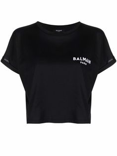 Balmain укороченная футболка с логотипом