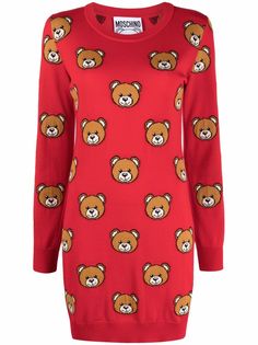 Moschino платье-свитер с узором Teddy Bear