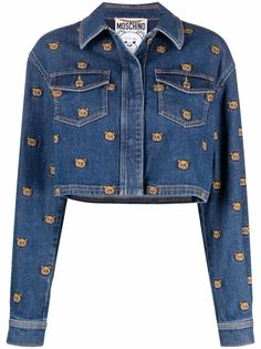 Moschino джинсовая куртка с вышивкой Teddy Bear