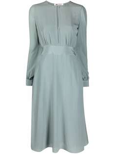 Ports 1961 plisse silk long-sleeved dress