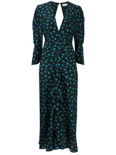 Rixo платье с цветочным принтом и драпировкой