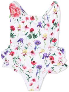 Monnalisa купальник с оборками и цветочным принтом