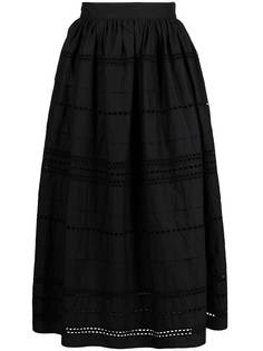 RED Valentino расклешенное платье с английской вышивкой