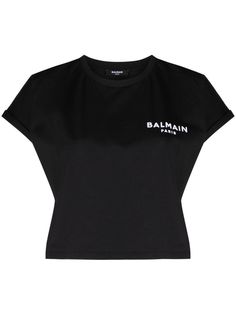 Balmain укороченная футболка с логотипом