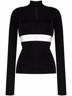 Mugler топ из джерси с высоким воротником и вырезами