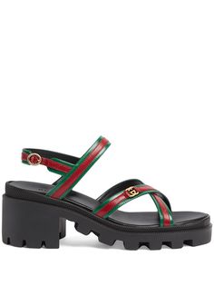 Gucci сандалии с логотипом GG и отделкой Web