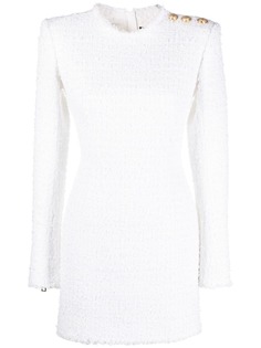 Balmain твидовое платье мини с декоративными пуговицами