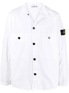 Stone Island куртка-рубашка с нашивкой-логотипом