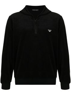 Emporio Armani худи на молнии с нашивкой-логотипом