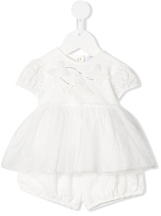 Monnalisa комплект из платья и блумеров с аппликацией