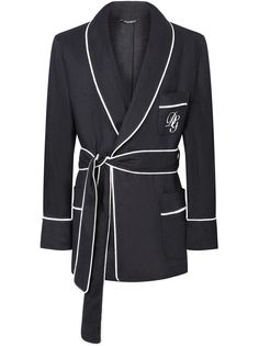 Dolce & Gabbana короткий халат с вышитым логотипом DG