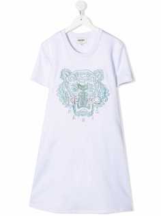 Kenzo Kids платье с короткими рукавами и вышивкой Tiger