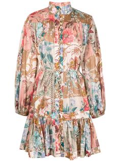 Zimmermann платье с завязками и цветочным принтом