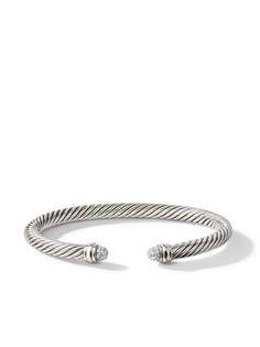 David Yurman серебряный браслет-кафф Cable с бриллиантами