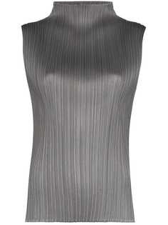 Pleats Please Issey Miyake плиссированный топ с высоким воротником
