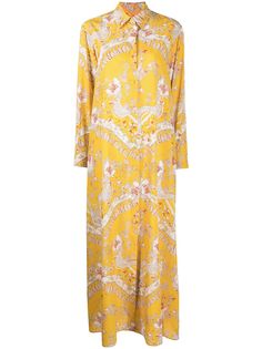 Emilio Pucci платье-рубашка макси с длинными рукавами и принтом пейсли
