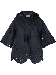 RED Valentino куртка с капюшоном и цветочной вышивкой