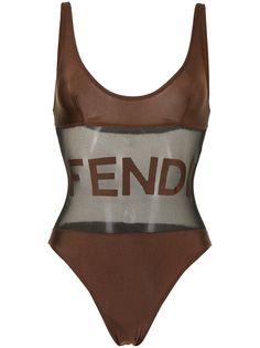 Fendi Pre-Owned купальник с вышитым логотипом