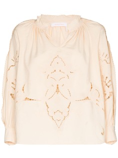See by Chloé блузка с цветочной вышивкой