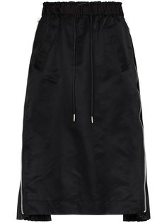 Sacai юбка миди с кулиской и молниями