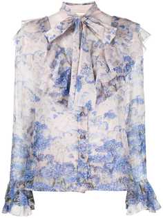 Zimmermann блузка с бантом и цветочным принтом